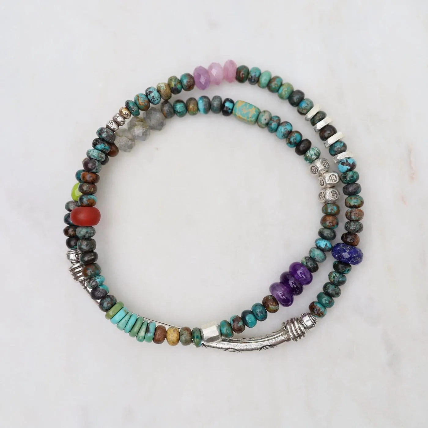 Double Dark Turquoise Double Wrap Bracelet