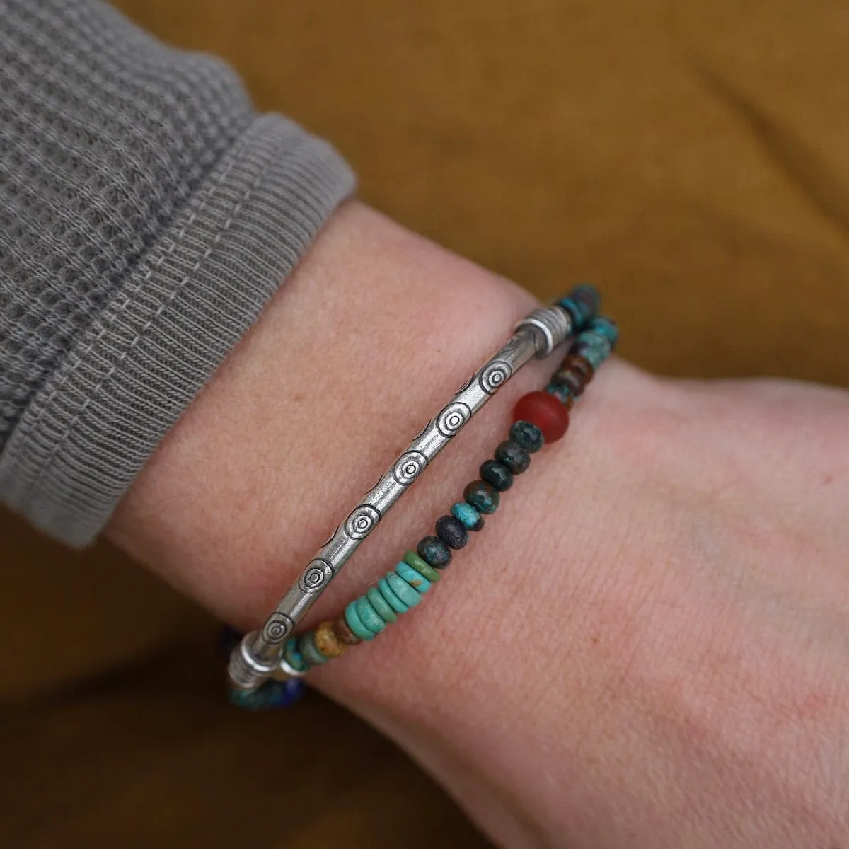 Double Dark Turquoise Double Wrap Bracelet