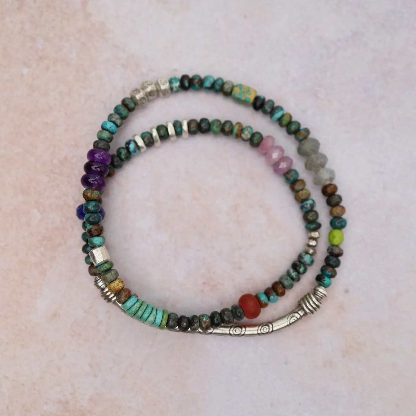 Double Dark Turquoise Double Wrap Bracelet