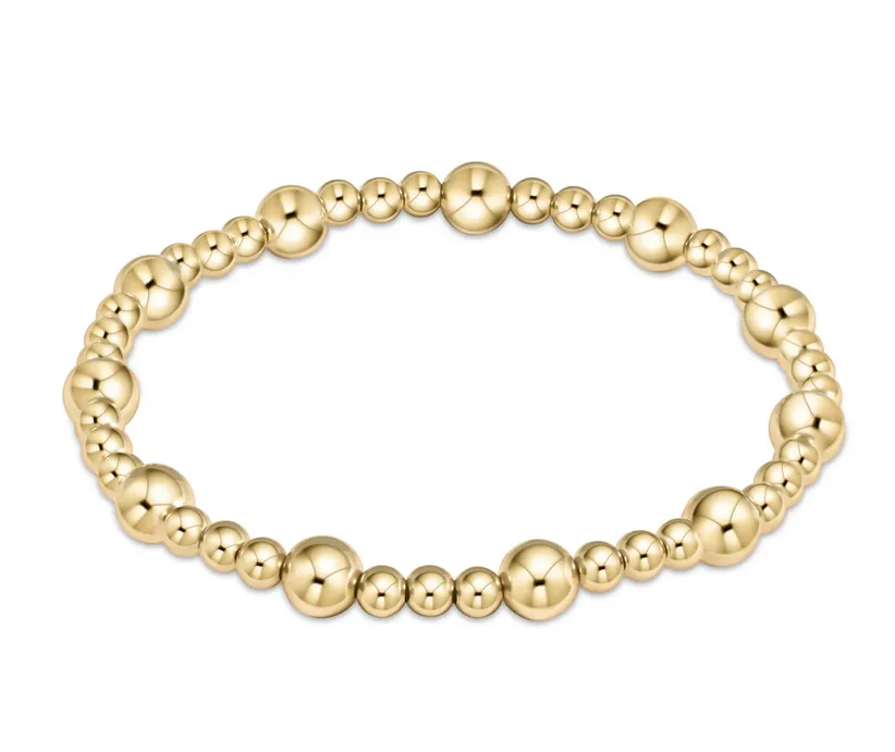E Newton Classic Sincerity Pattern Bead Bracelet - Gold