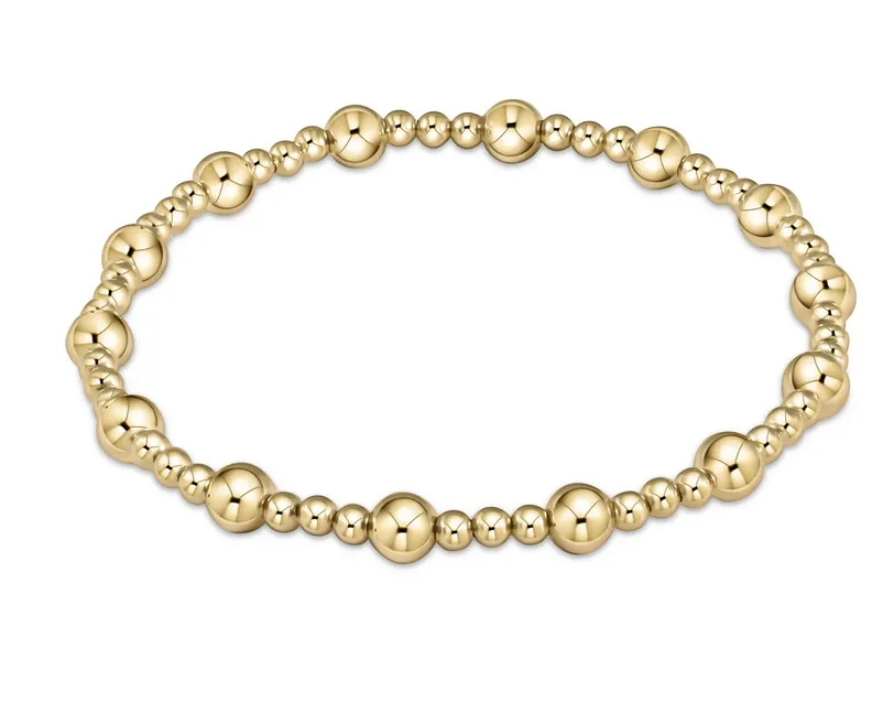E Newton Classic Sincerity Pattern Bead Bracelet - Gold