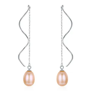 Elegant Pearl Wave Drop Earrings