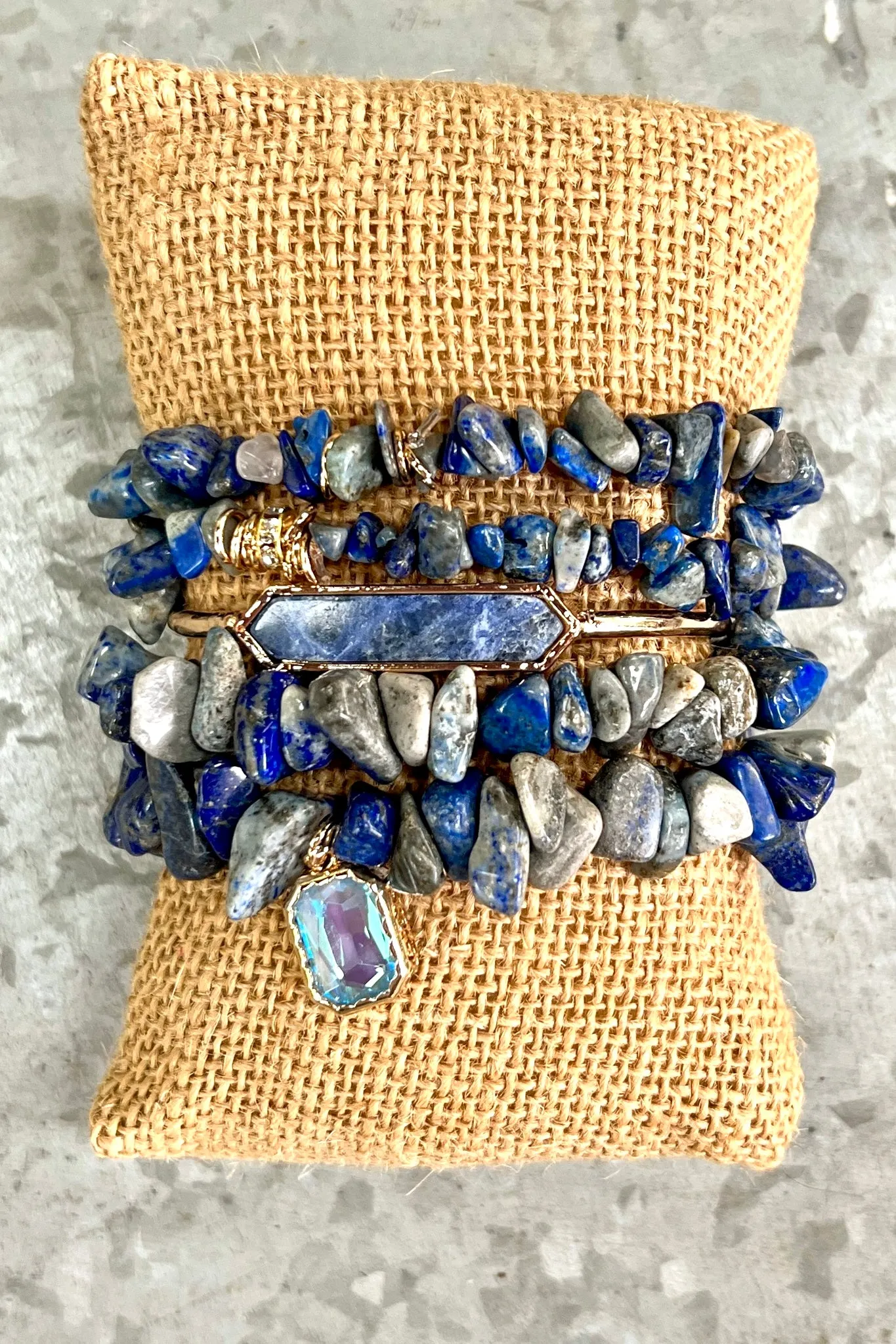 Elyse Natural Stone Bracelet Set- Royal Blue