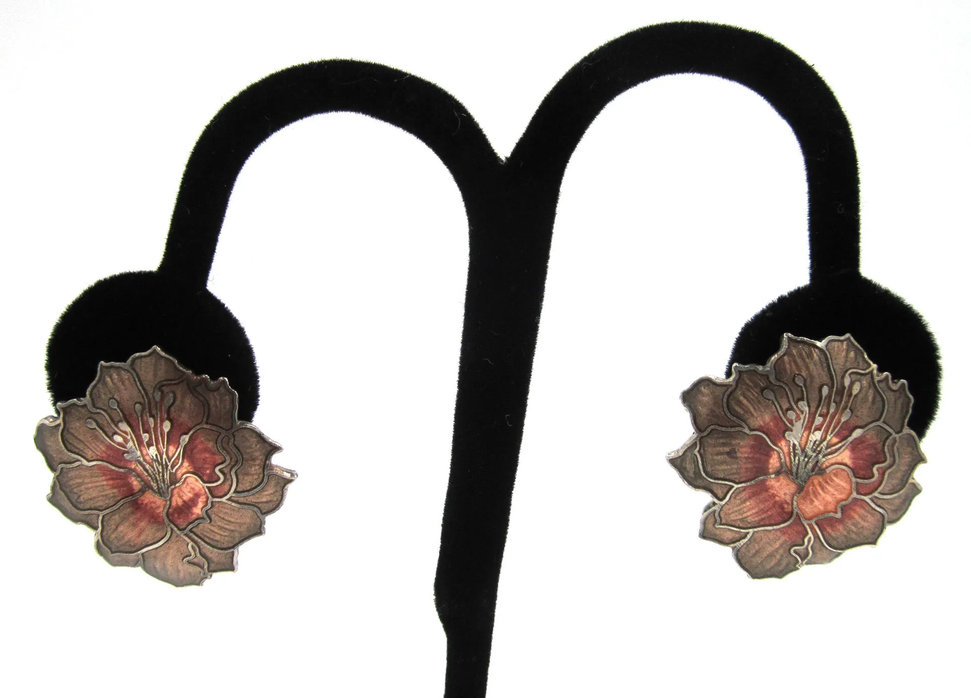 Enamel Hibiscus Floral Earrings