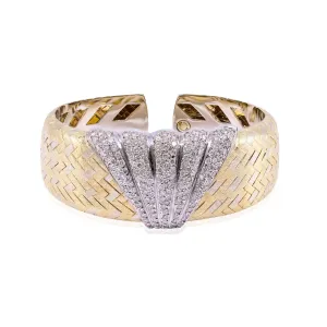 ESTATE 18K YELLOW GOLD DIAMOND PAVE TAPERED CUFF BRACELET - 2.50CTW