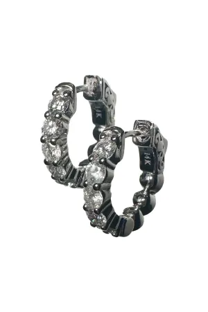 FC Creations Earrings 14K Gold Diamond Huggies CTTW 1.0 Carat | White Gold