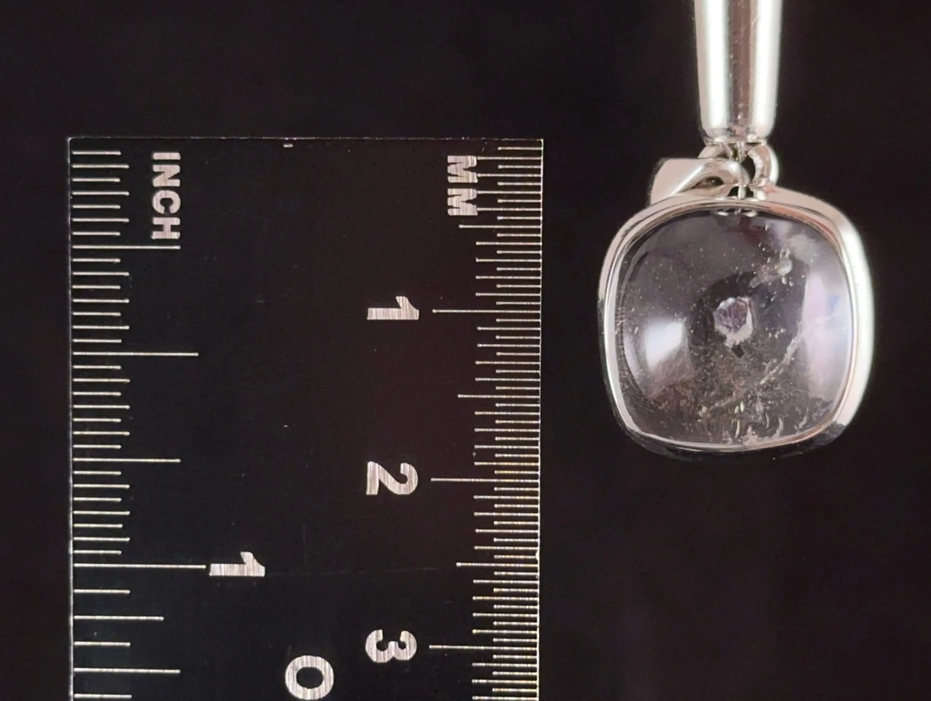 FLUORITE in QUARTZ Crystal Pendant - Sterling Silver, Cabochon - Fine Jewelry, Healing Crystals and Stones, Gift for Him, 54401