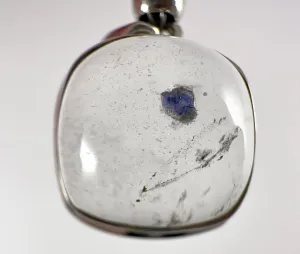FLUORITE in QUARTZ Crystal Pendant - Sterling Silver, Cabochon - Fine Jewelry, Healing Crystals and Stones, Gift for Him, 54401