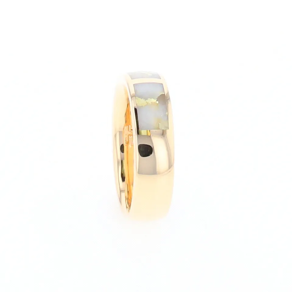 G1 Gold Quartz Ring, Three Section Rectangle Inlaid Band