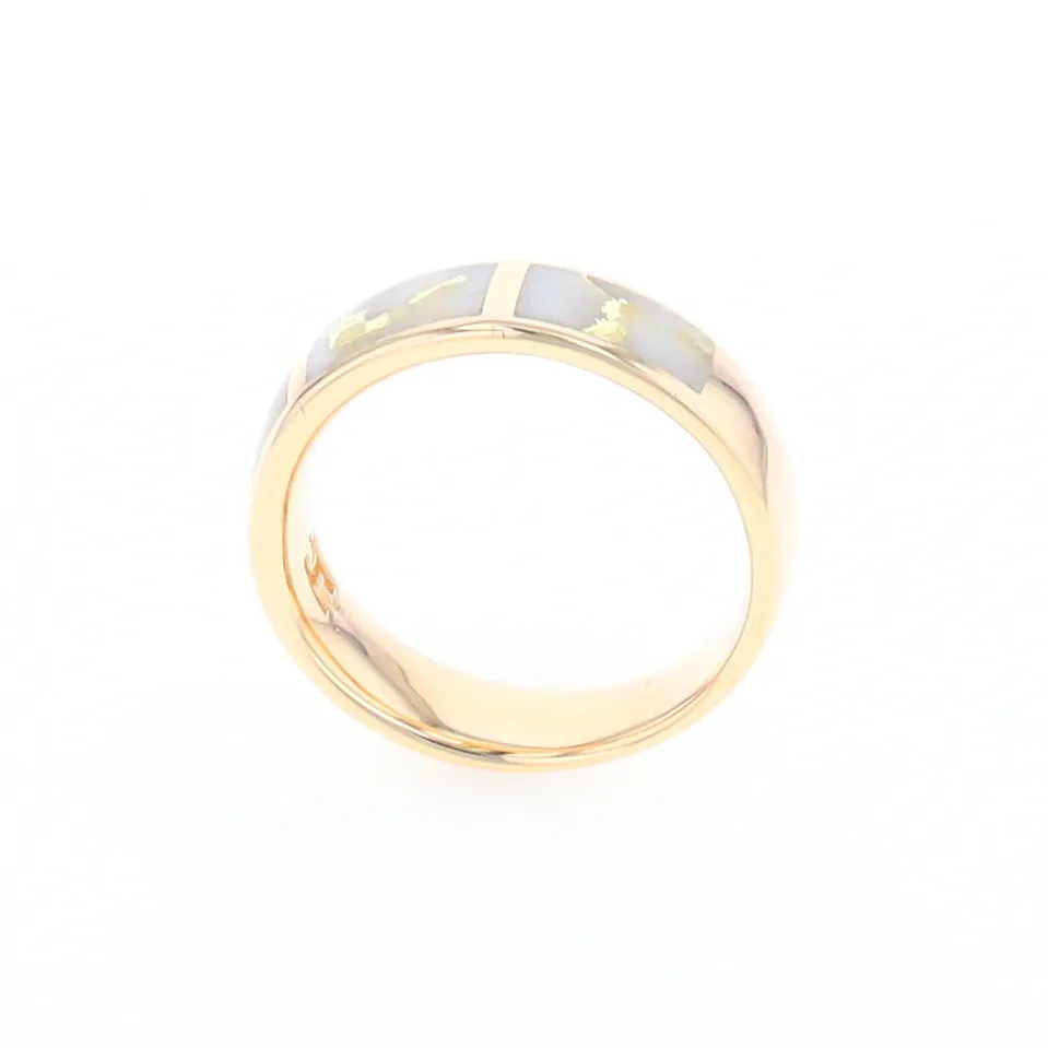 G1 Gold Quartz Ring, Three Section Rectangle Inlaid Band