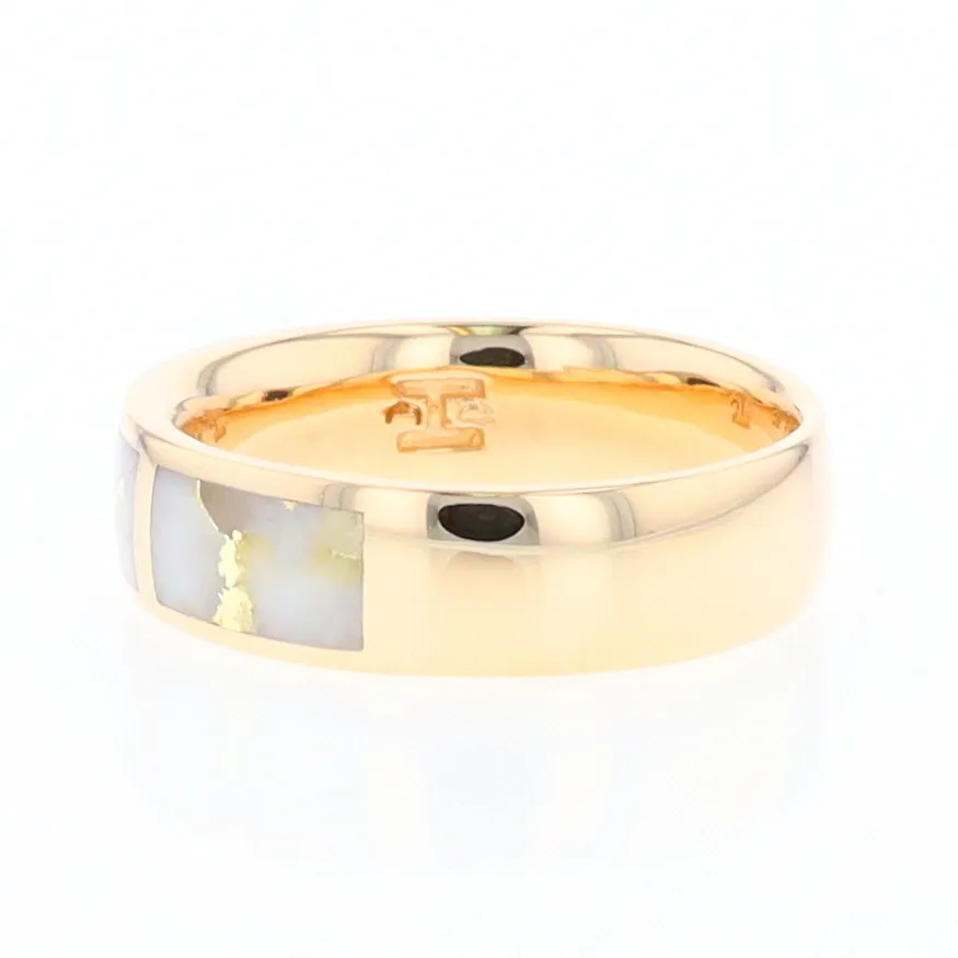 G1 Gold Quartz Ring, Three Section Rectangle Inlaid Band