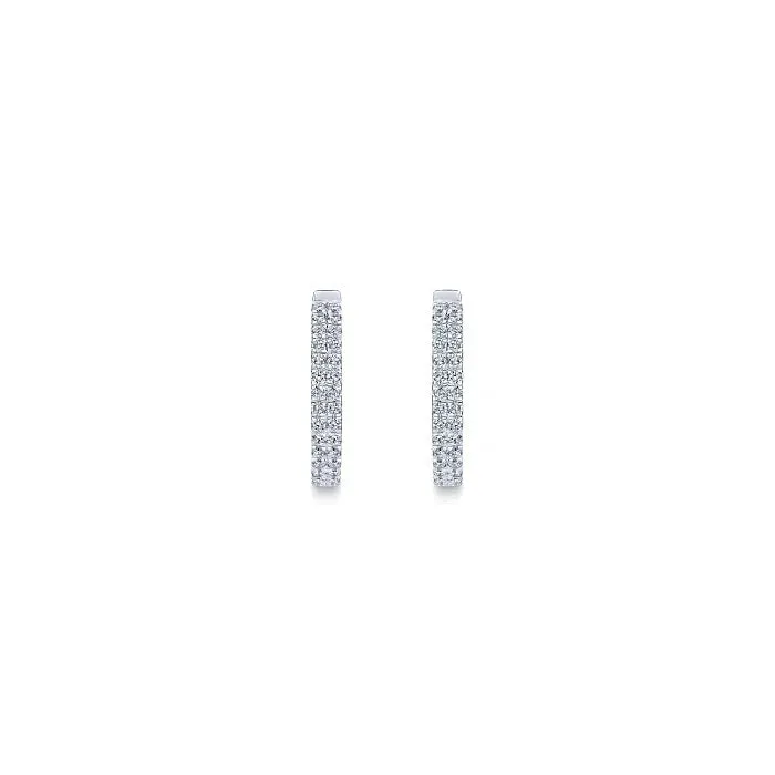 Gabriel 14K White Gold 10mm Diamond Classic Huggies EG13173W45JJ