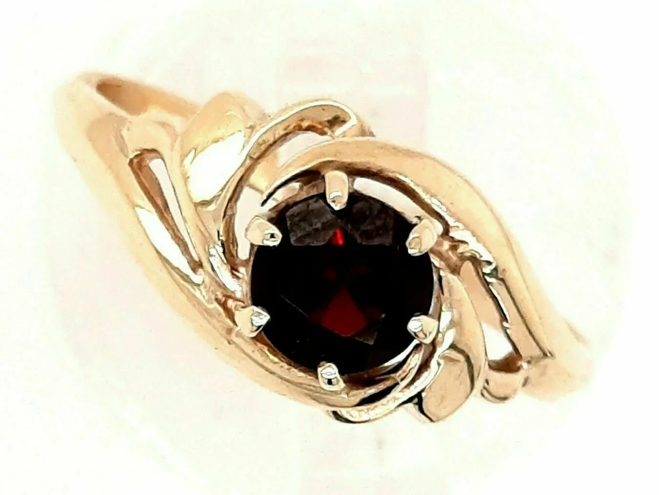 Garnet & 9ct Yellow Gold Dress Ring Fine Jewellery Band Size K 1/2