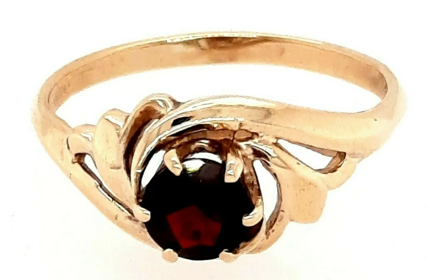 Garnet & 9ct Yellow Gold Dress Ring Fine Jewellery Band Size K 1/2