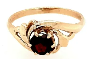 Garnet & 9ct Yellow Gold Dress Ring Fine Jewellery Band Size K 1/2