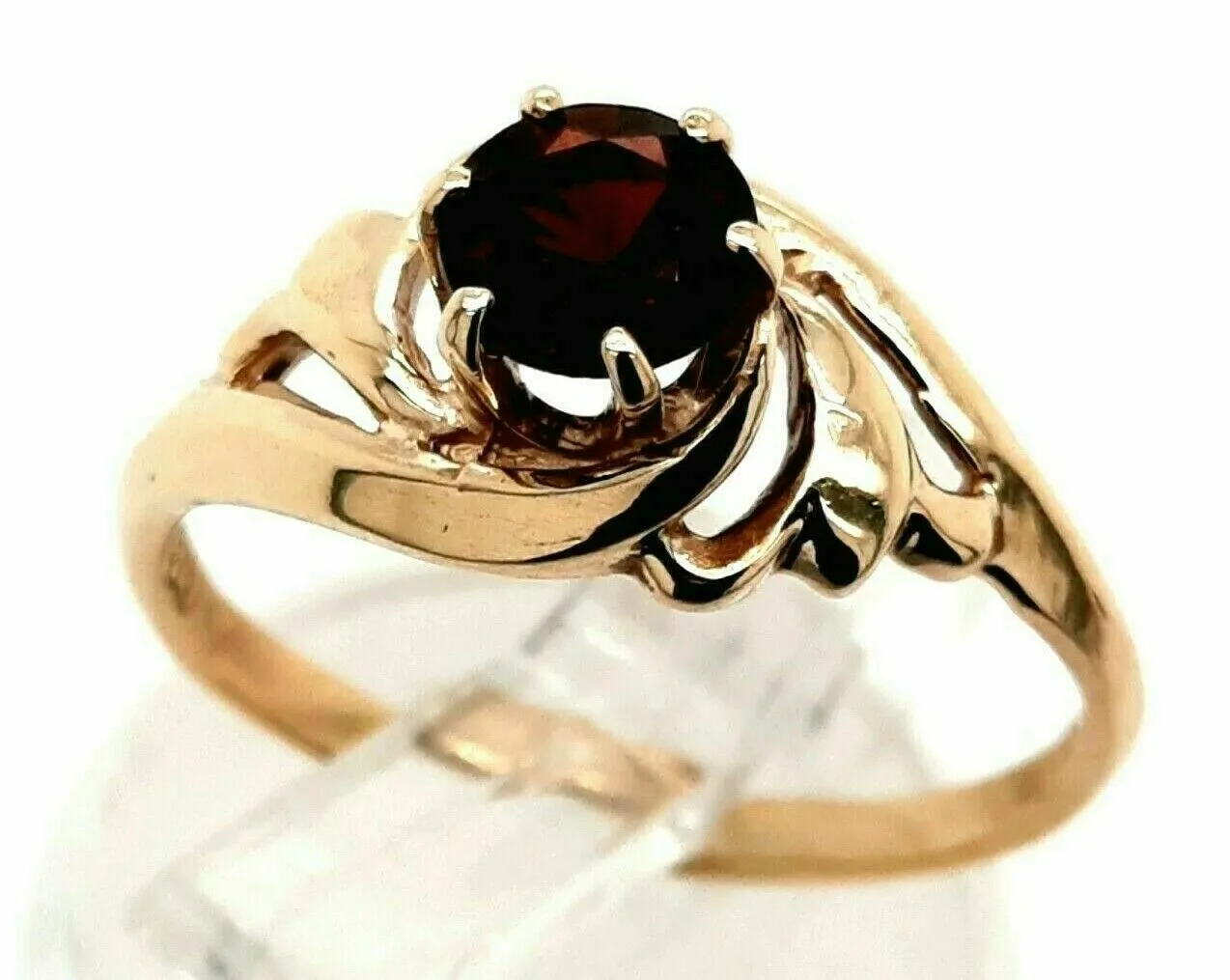 Garnet & 9ct Yellow Gold Dress Ring Fine Jewellery Band Size K 1/2