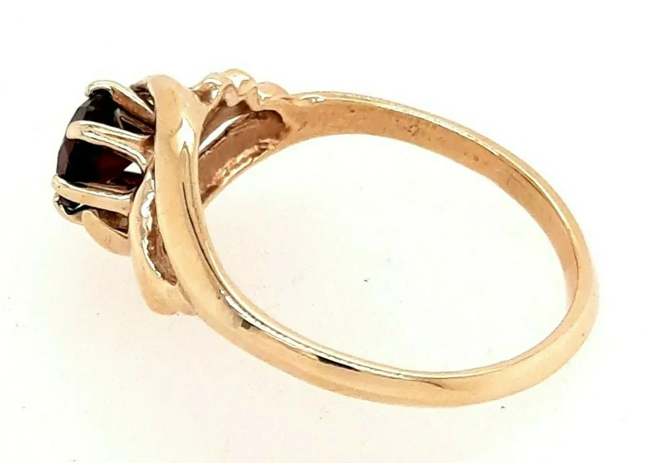 Garnet & 9ct Yellow Gold Dress Ring Fine Jewellery Band Size K 1/2