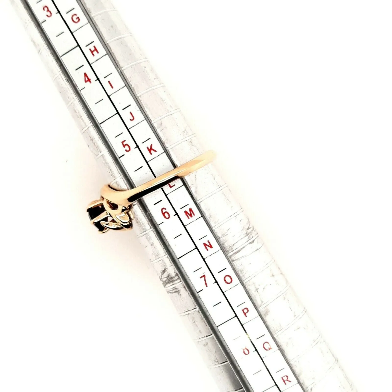 Garnet & 9ct Yellow Gold Dress Ring Fine Jewellery Band Size K 1/2