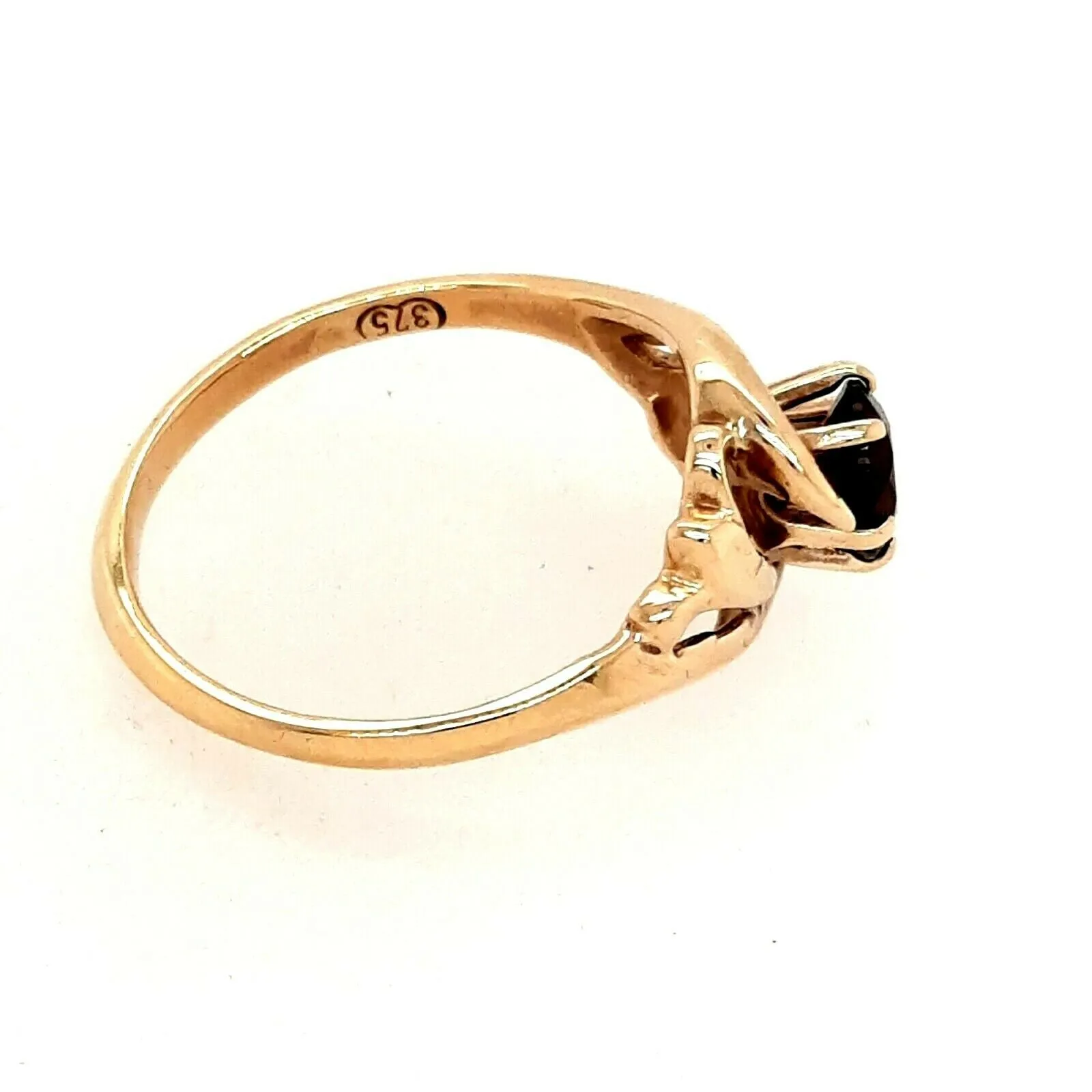 Garnet & 9ct Yellow Gold Dress Ring Fine Jewellery Band Size K 1/2