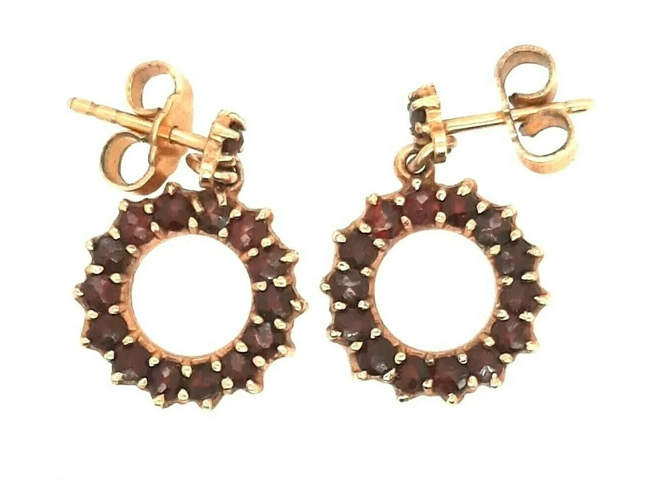 Garnet & Rolled Gold Bohemian Dangle/Drop Earrings Fine Vintage Jewellery