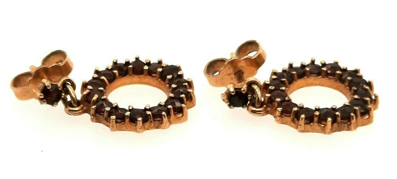 Garnet & Rolled Gold Bohemian Dangle/Drop Earrings Fine Vintage Jewellery