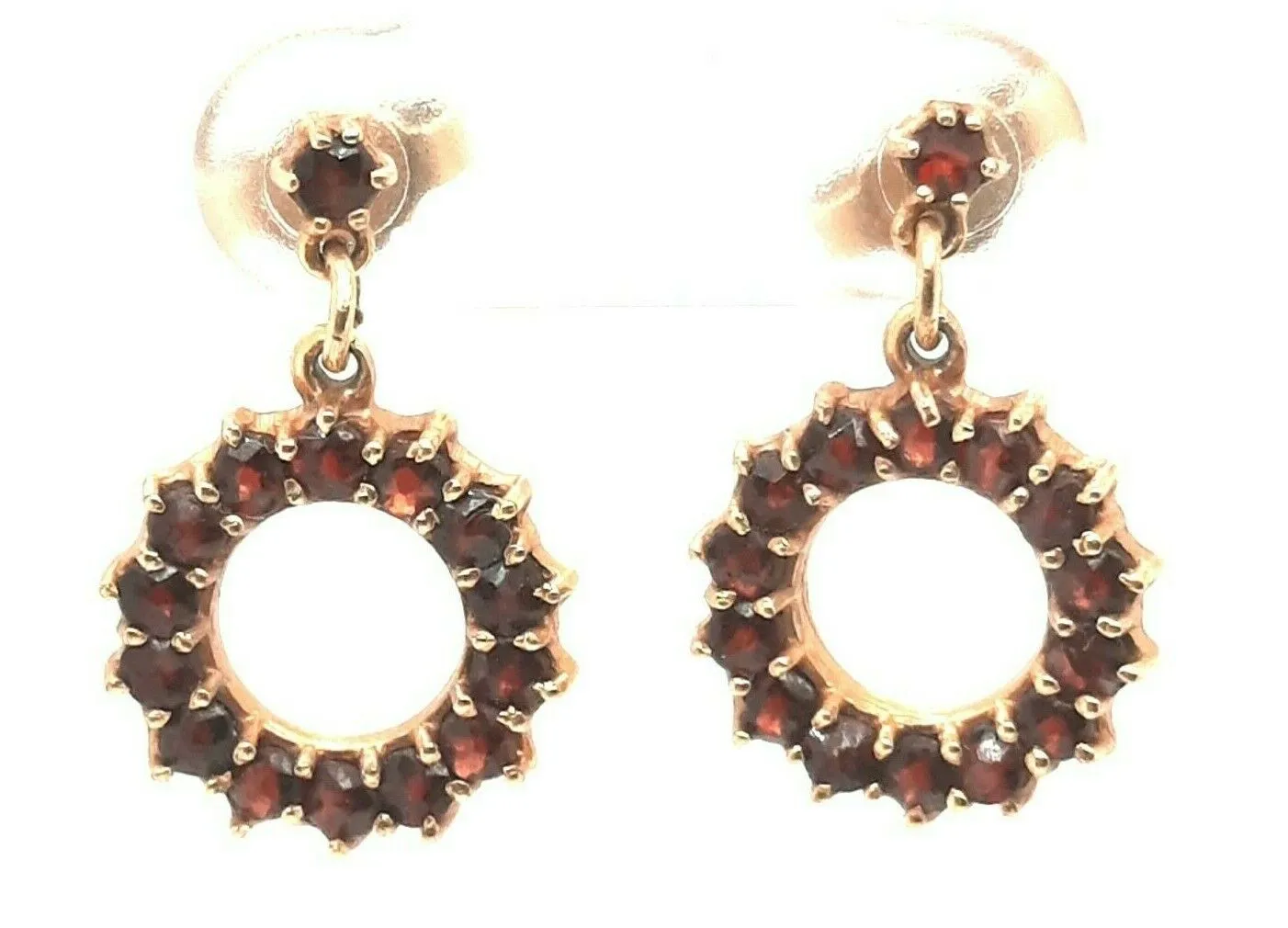 Garnet & Rolled Gold Bohemian Dangle/Drop Earrings Fine Vintage Jewellery