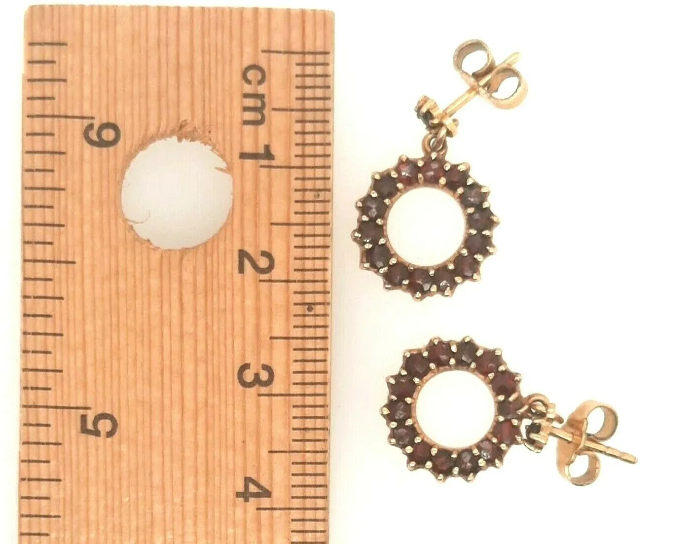 Garnet & Rolled Gold Bohemian Dangle/Drop Earrings Fine Vintage Jewellery