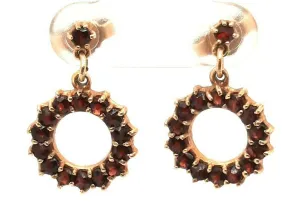 Garnet & Rolled Gold Bohemian Dangle/Drop Earrings Fine Vintage Jewellery