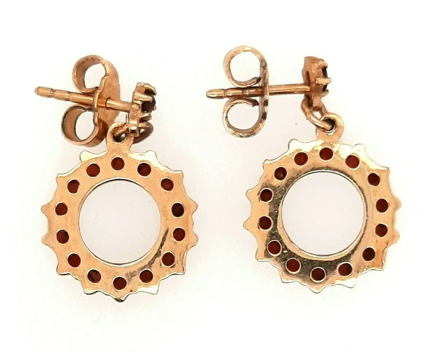 Garnet & Rolled Gold Bohemian Dangle/Drop Earrings Fine Vintage Jewellery