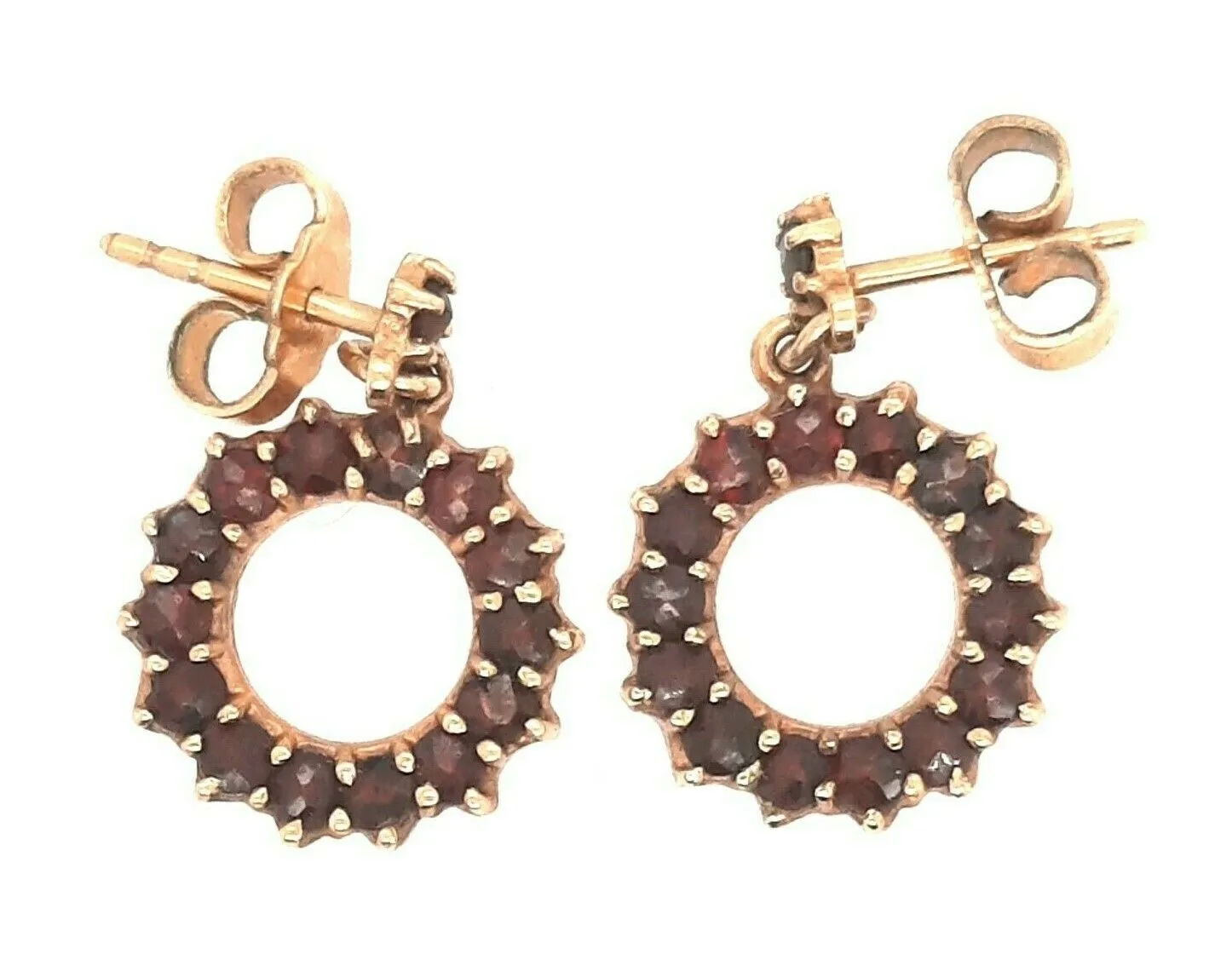Garnet & Rolled Gold Bohemian Dangle/Drop Earrings Fine Vintage Jewellery