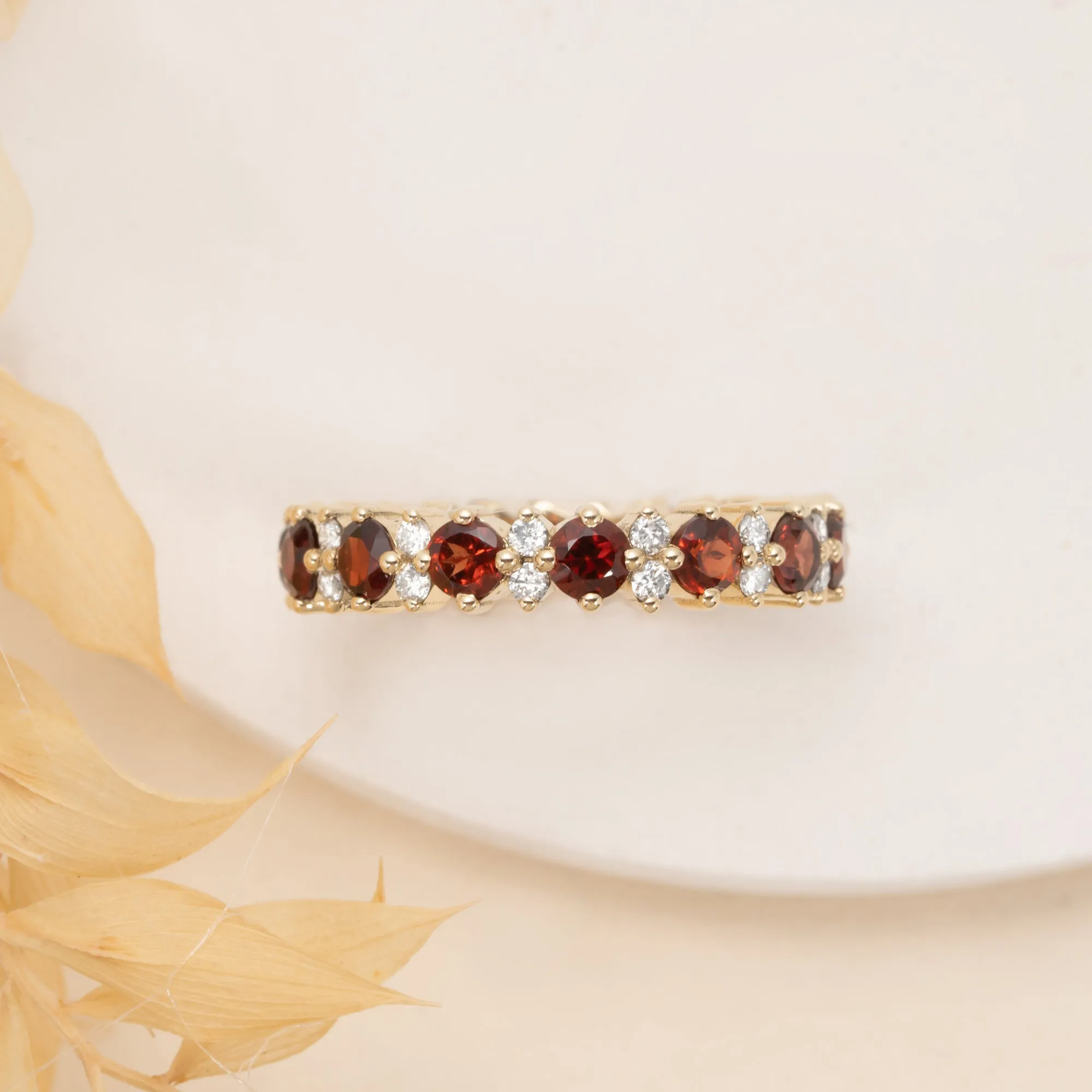 Garnet and Diamond Eternity Band, Ariel