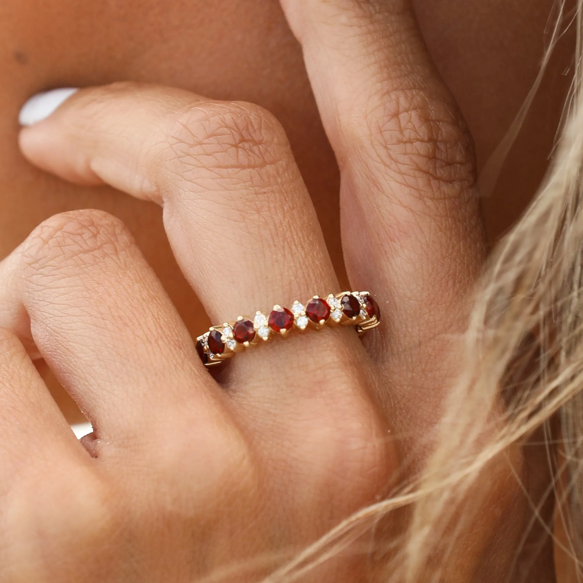 Garnet and Diamond Eternity Band, Ariel