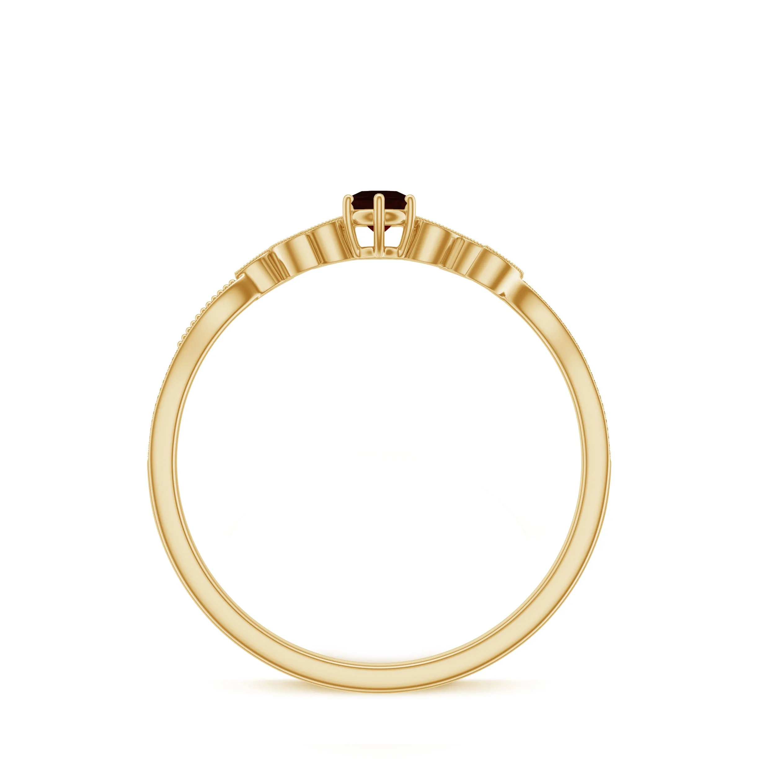 Garnet and Diamond Leaf Branch Promise Ring