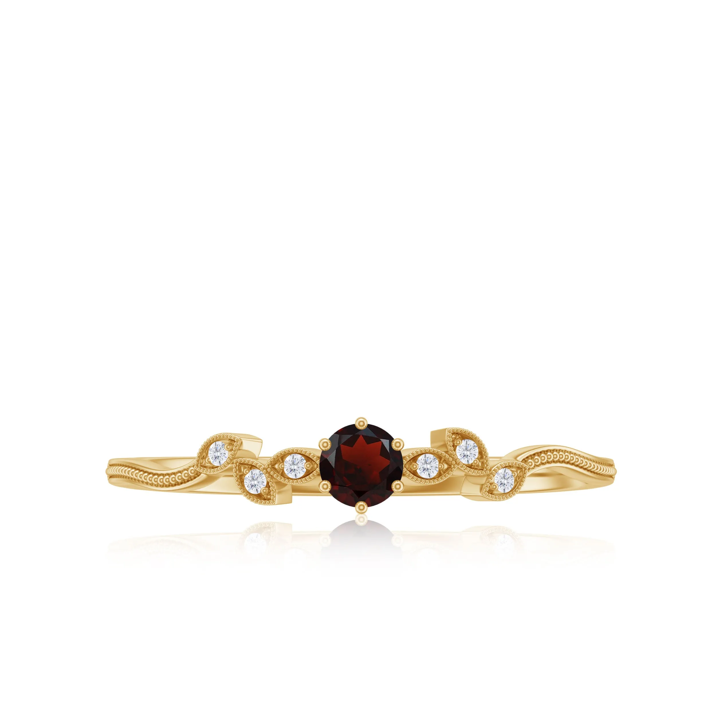 Garnet and Diamond Leaf Branch Promise Ring