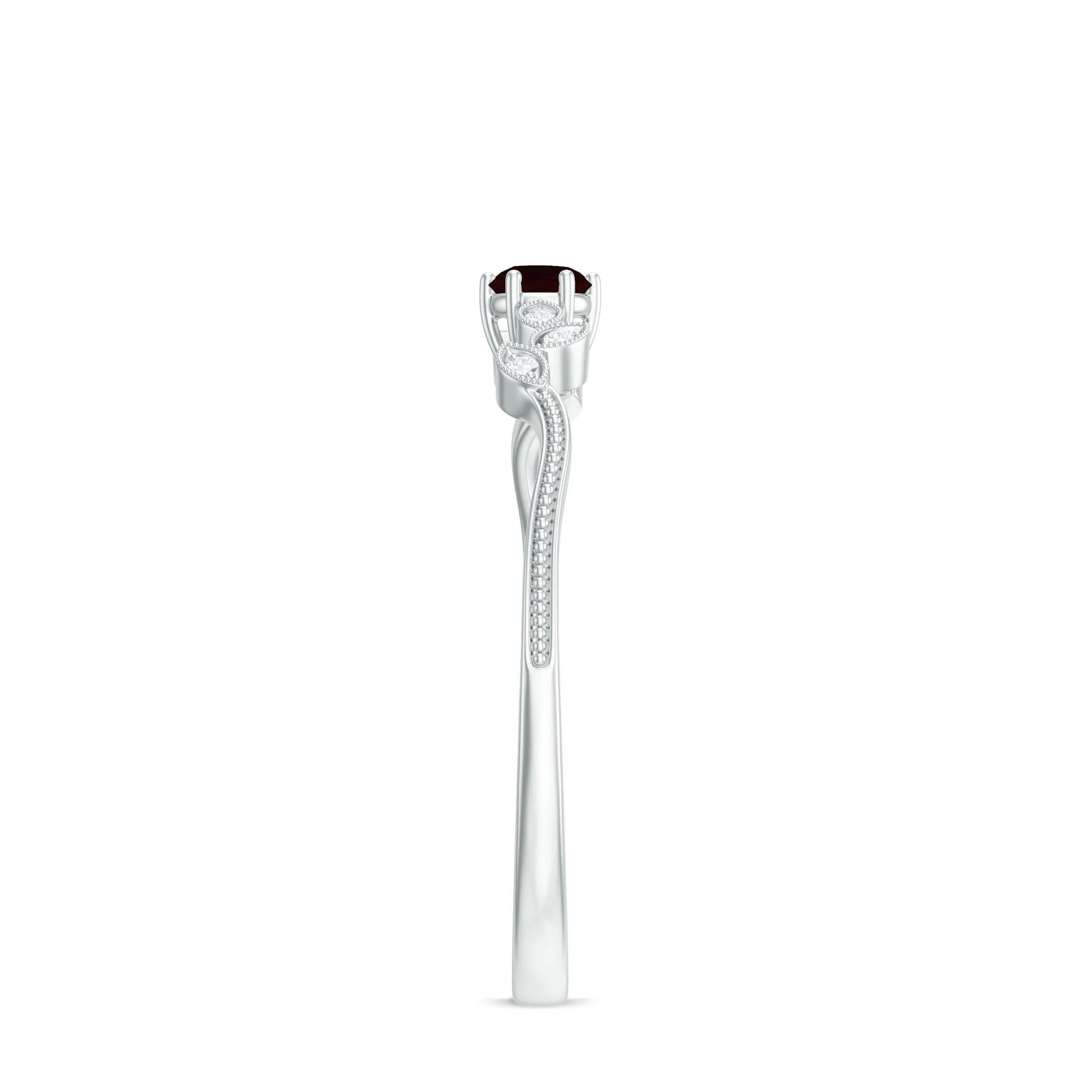 Garnet and Diamond Leaf Branch Promise Ring