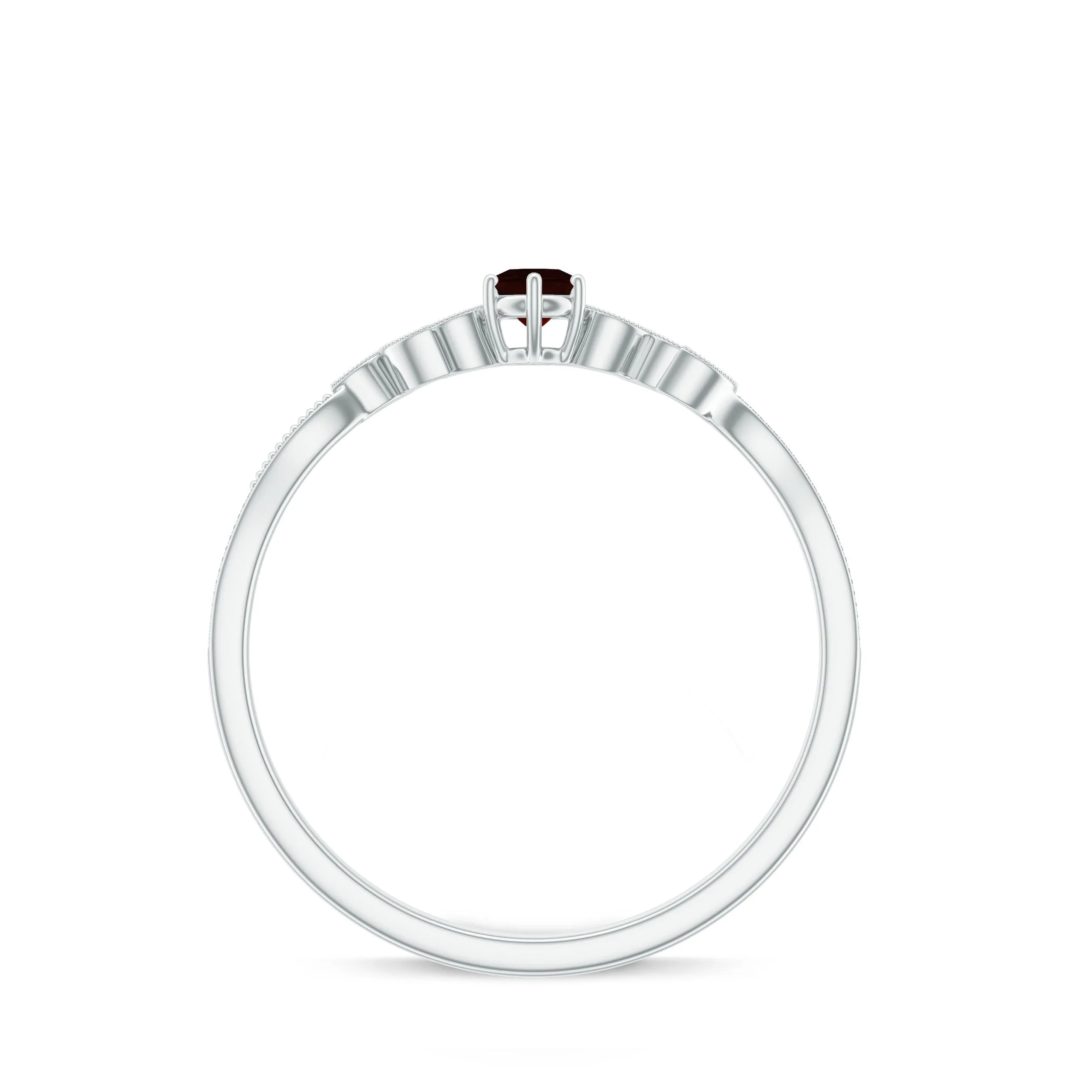 Garnet and Diamond Leaf Branch Promise Ring