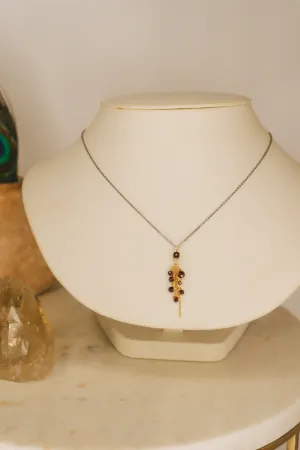 Garnet Cluster Necklace #8006