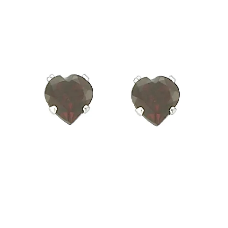 GARNET HEART EARRINGS