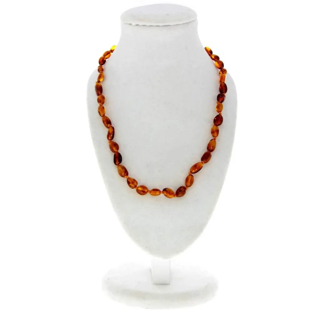 Genuine Baltic Amber Polished BEANS Beaded Necklace in various colours & sizes. All beads knotted in between.