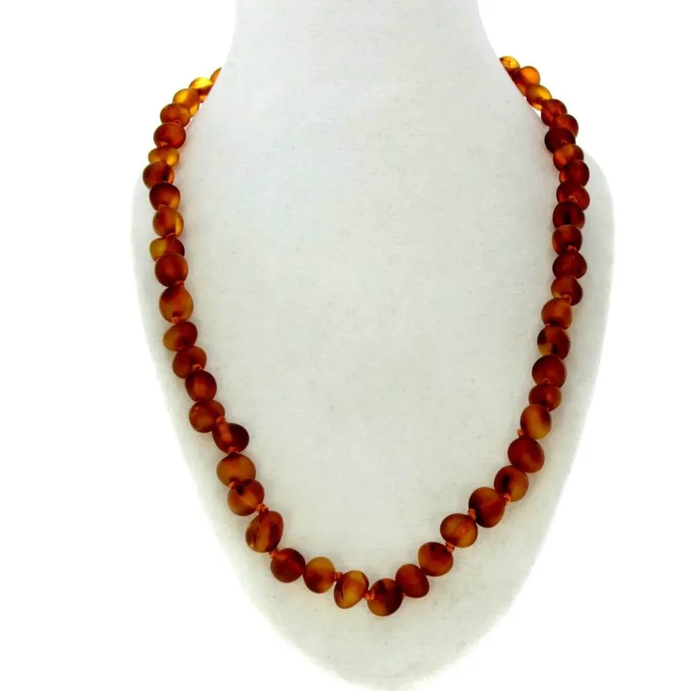 Genuine Baltic Amber Unpolished Raw Baroque Beaded Necklace in various colours & sizes. All beads knotted in between.