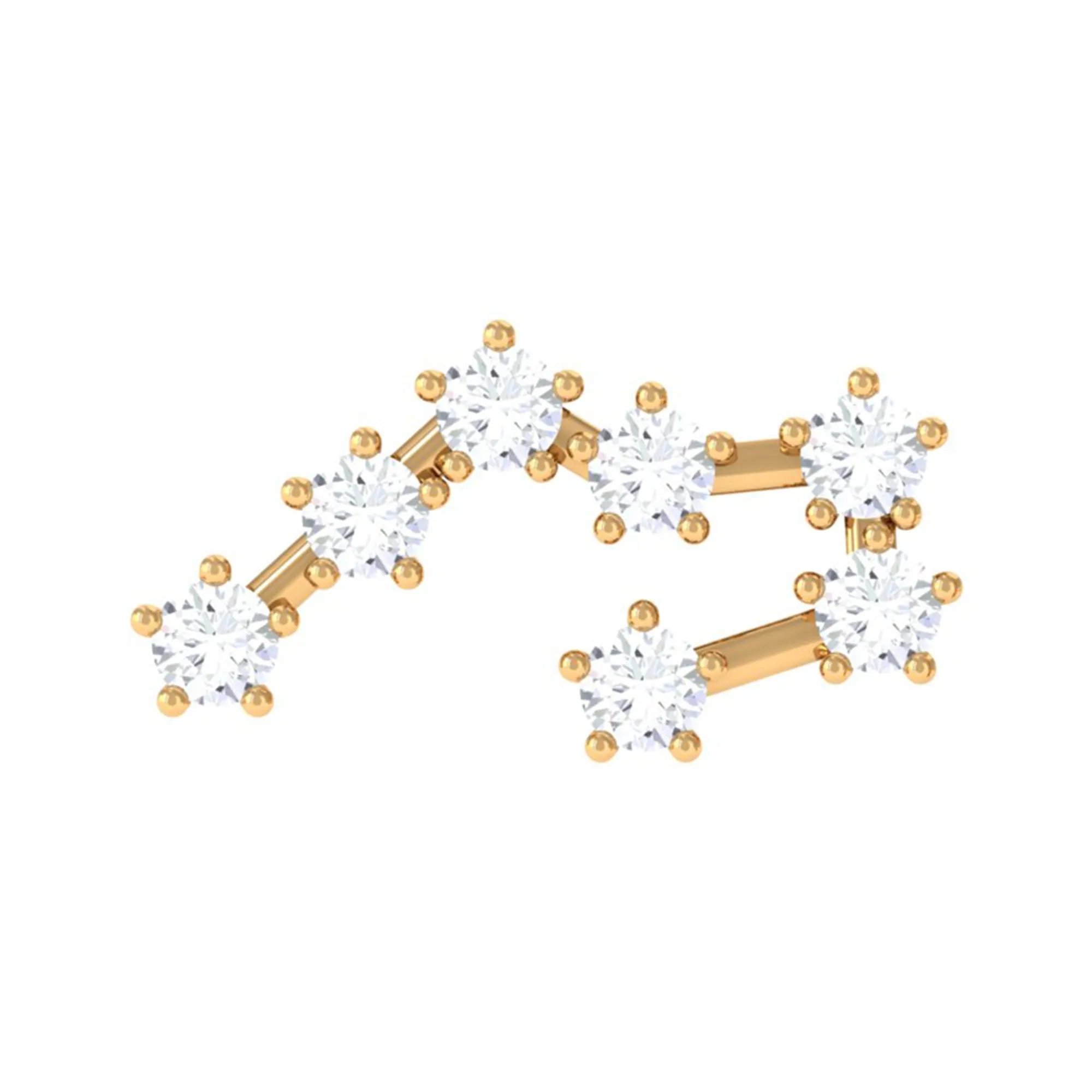 Genuine Diamond Taurus Zodiac Crawler Earring