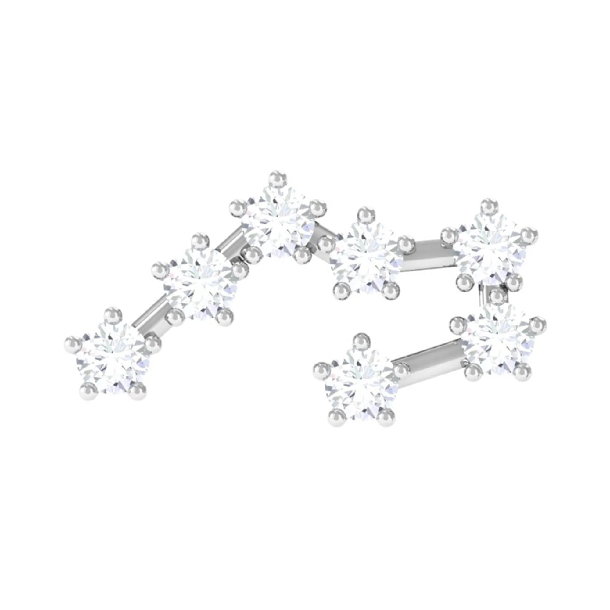 Genuine Diamond Taurus Zodiac Crawler Earring