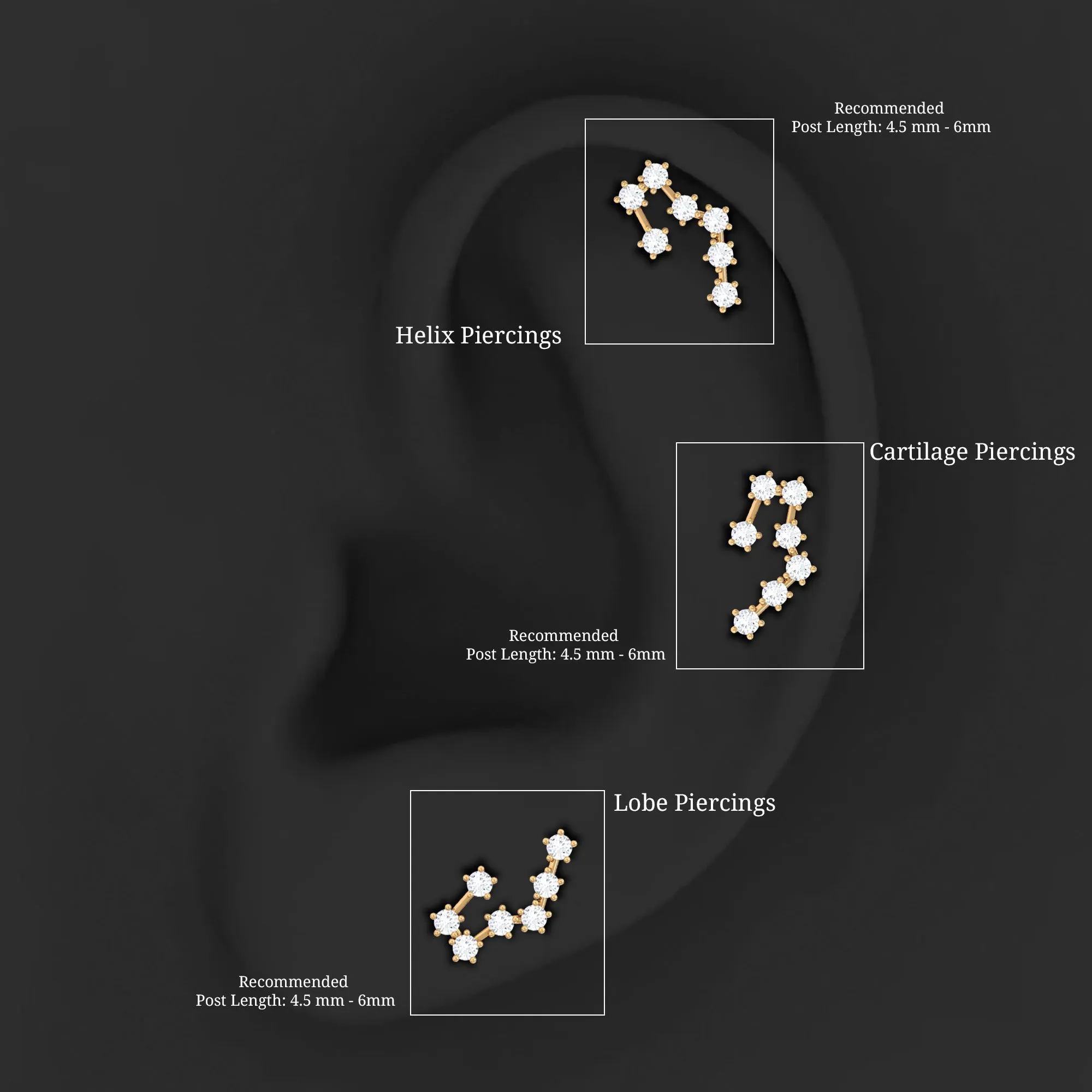 Genuine Diamond Taurus Zodiac Crawler Earring