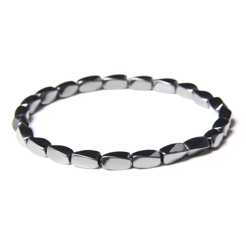 Geometric Hematite Beaded Bracelet