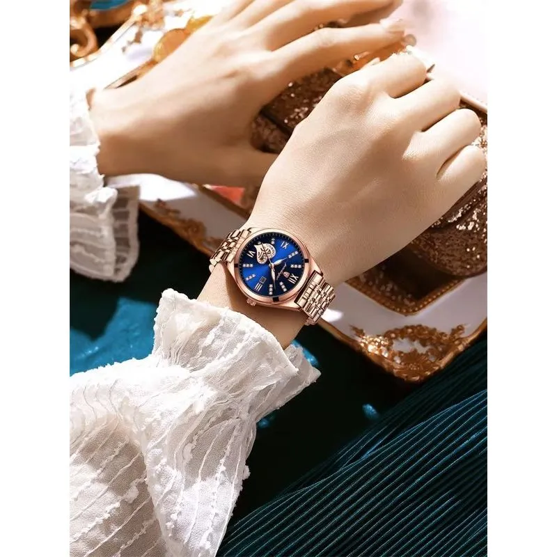 GlitzAura Luminous Stainless Steel Quartz Watch