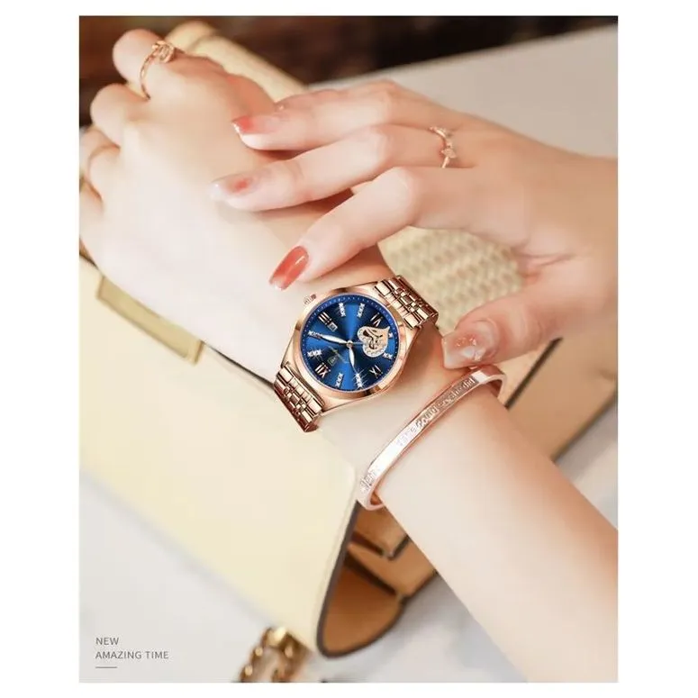 GlitzAura Luminous Stainless Steel Quartz Watch