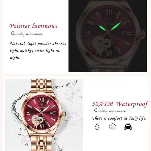 GlitzAura Luminous Stainless Steel Quartz Watch