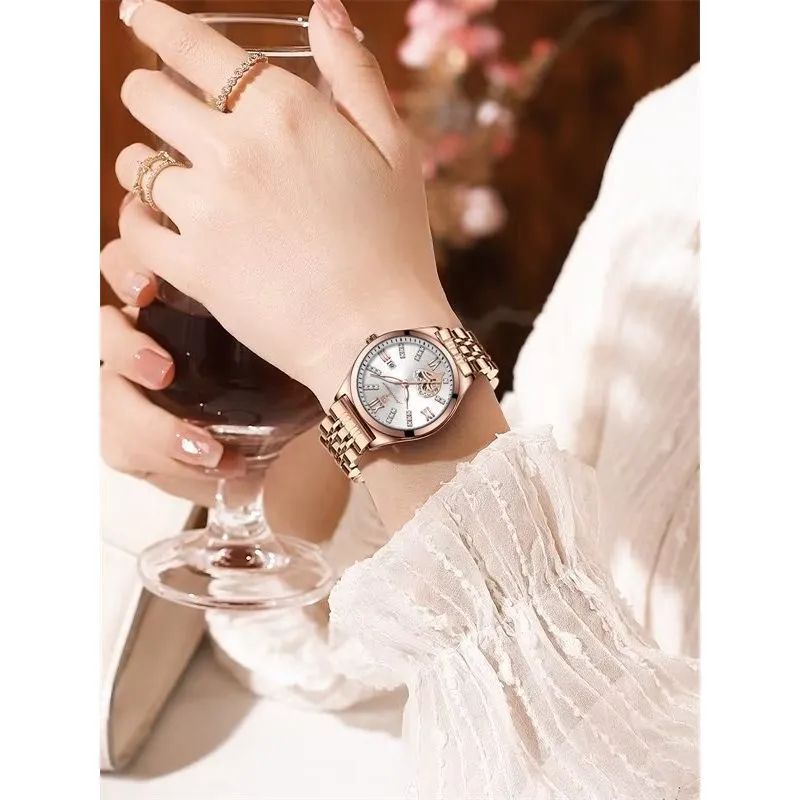 GlitzAura Luminous Stainless Steel Quartz Watch