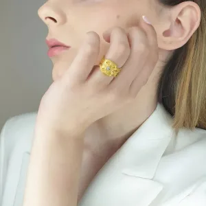 Gold Byzantine Ring With Marquise Diamond