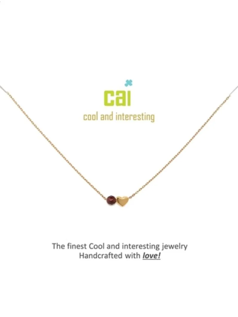 Gold ‘Garnet-January’ Mini Heart Birthstone Necklace